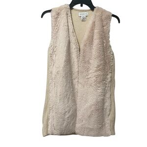 Liz Claiborne Beige Faux Fur Vest